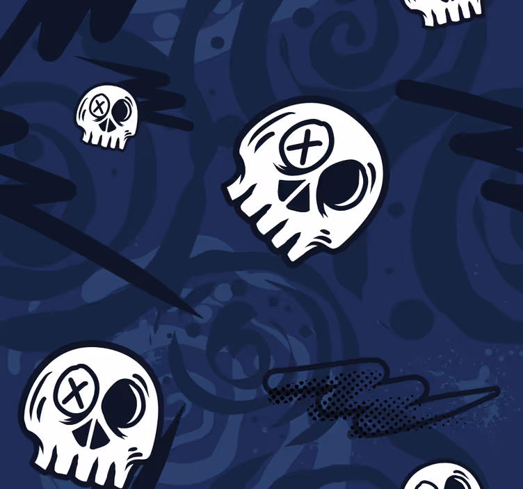 Carta da parati per ragazzi teschi graffiti blu - TenStickers