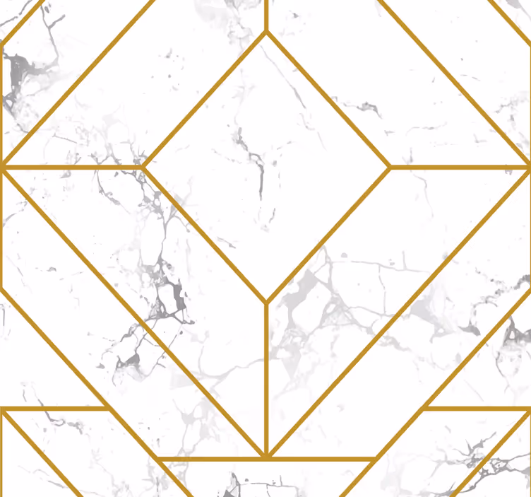 Carta da parati soggiorno oro e bianco geometrico - TenStickers