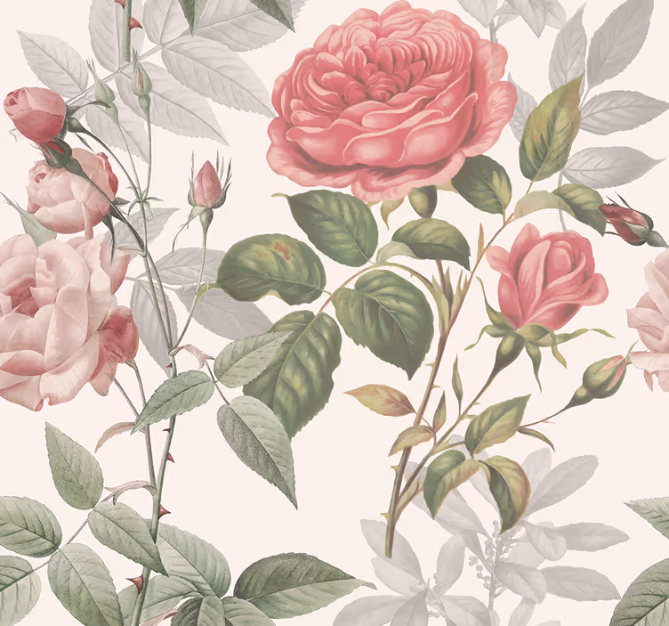 Carta da parati testata letto grandi rose - TenStickers