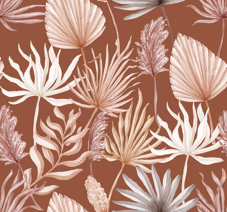 Carta da parati terracotta foglie di monstera - TenStickers