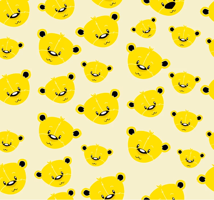 Carta da parati camera gialla modello di orsi carini - TenStickers