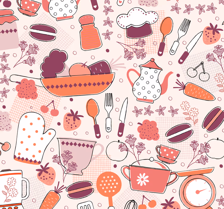 carta da parati cucina modello di cottura - TenStickers