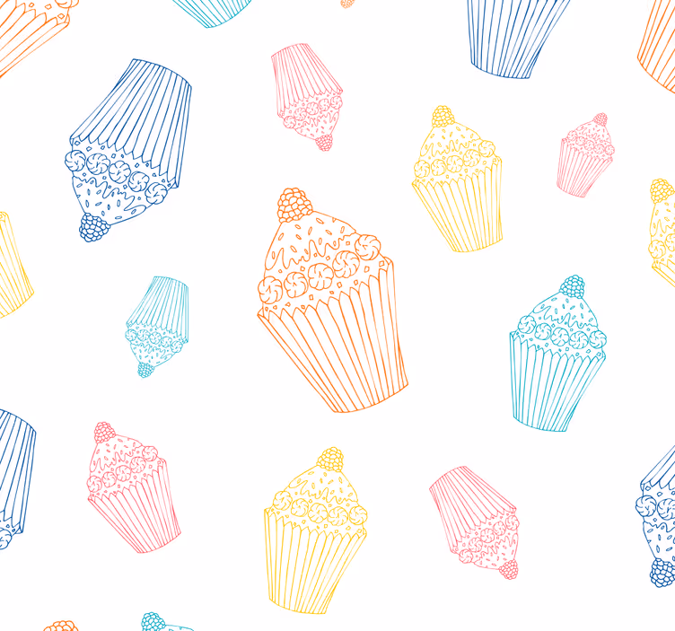 carta da parati cucina schizzi di cupcake - TenStickers