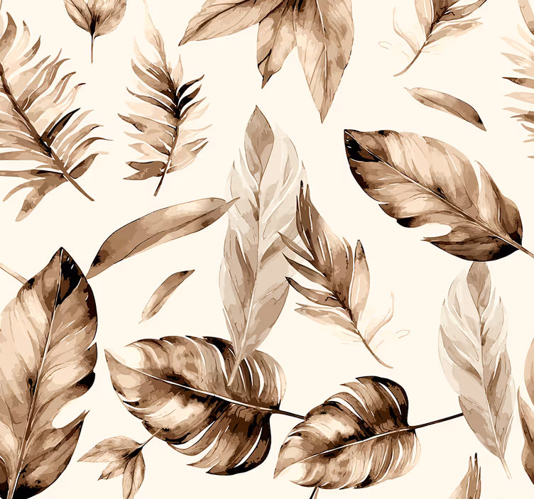 Carta da parati foglie motivo foglie beige - TenStickers