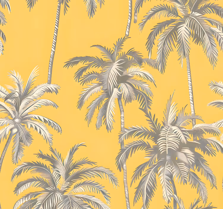 Carta da parati gialla progettazione di palme - TenStickers