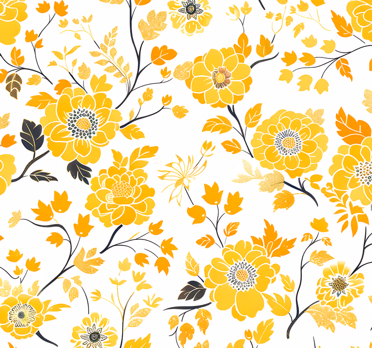 Carta da parati gialla stile giapponese - TenStickers