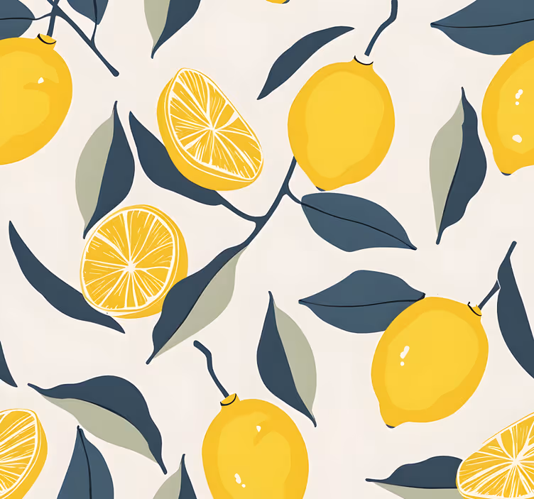 Carta da parati gialla motivo limone - TenStickers
