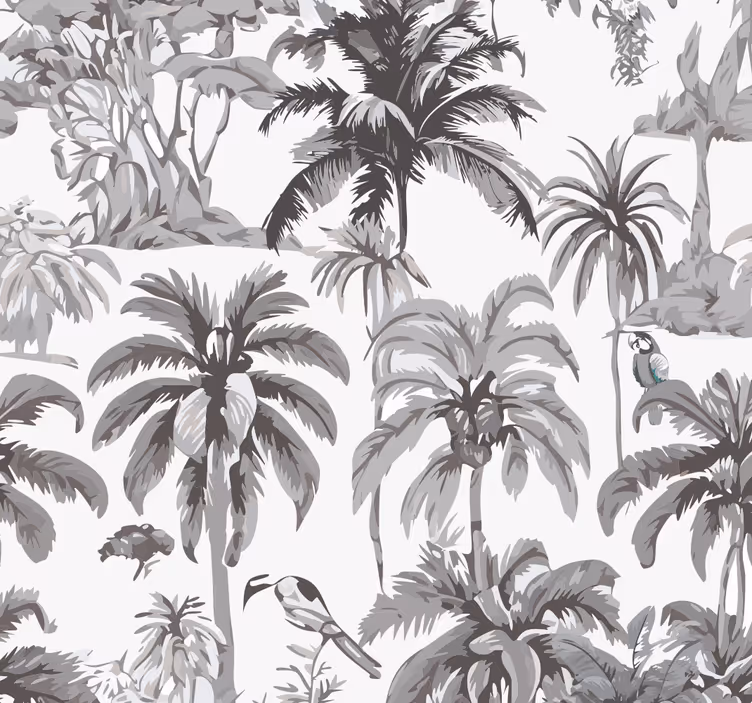 Carta da parati grigia palme - TenStickers