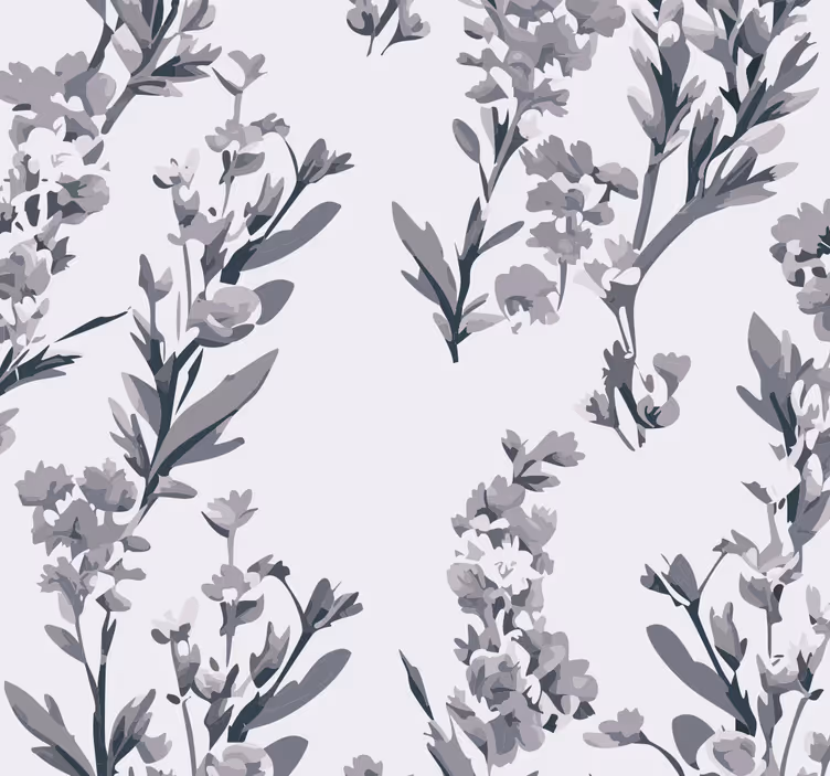 Carta da parati grigia disegno floreale - TenStickers