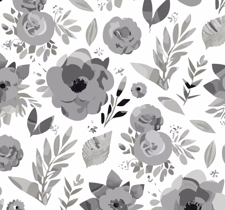 Carta da parati grigia fiori dell'acquarella - TenStickers