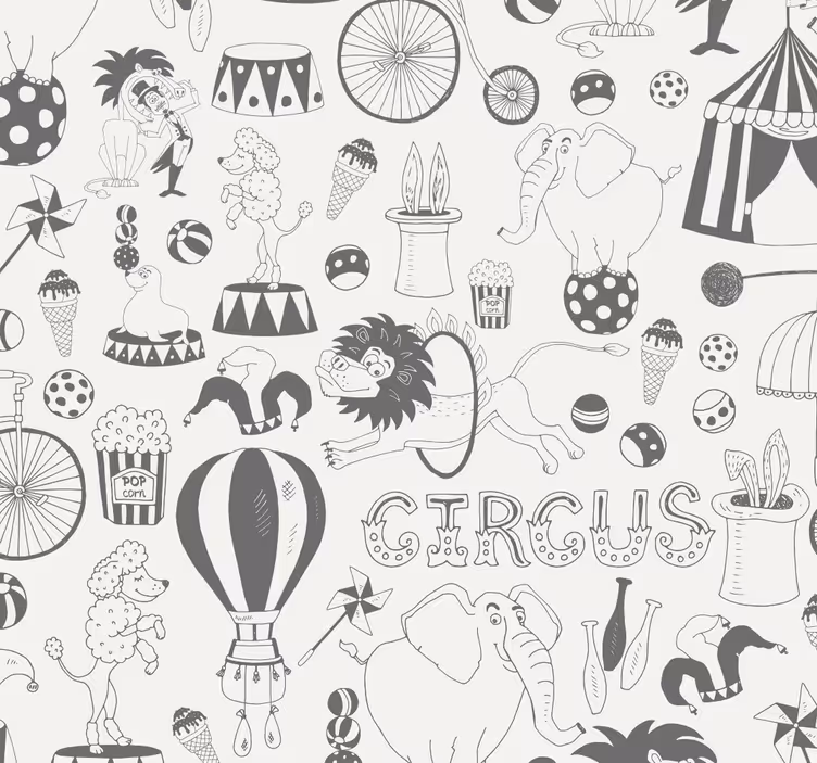 Carta da parati cameretta stampa a tema circense - TenStickers