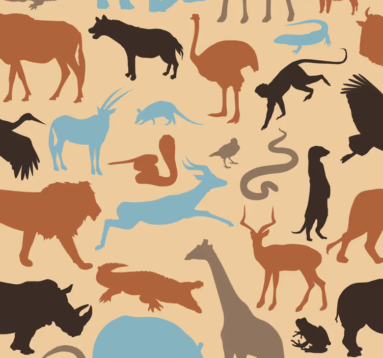 Carta da parati animali sagome di safari - TenStickers