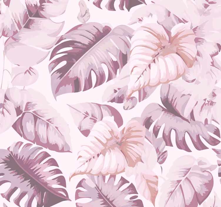 Carta da parati rosa grandi foglie tropicali - TenStickers