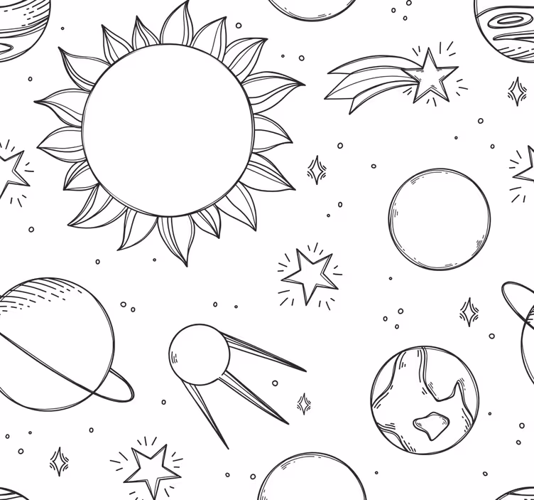 Carta da parati cameretta scarabocchio spaziale - TenStickers