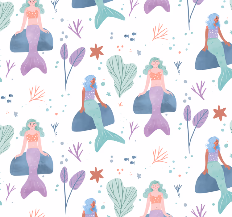 Carta da parati cameretta fantasia di sirene - TenStickers
