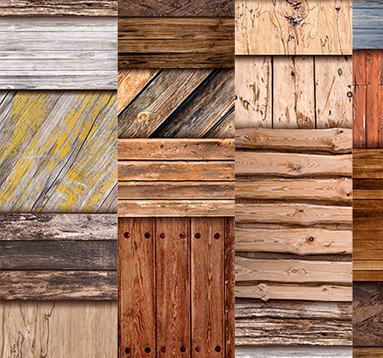 Carta da parati effetto legno pannelli in legno rustico - TenStickers