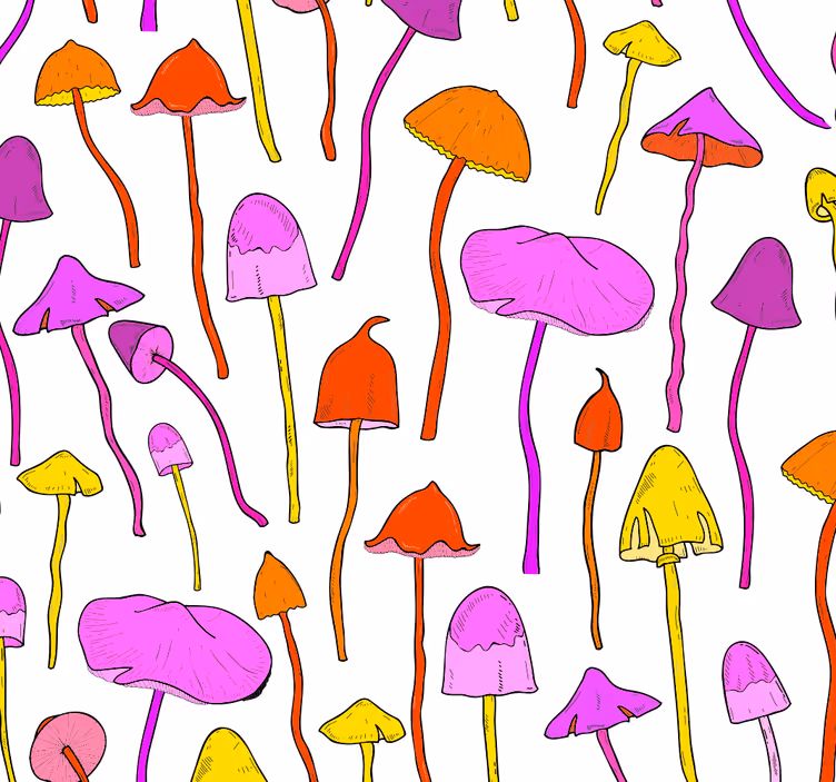 Carta da parati camera da letto motivo funghi funky - TenStickers