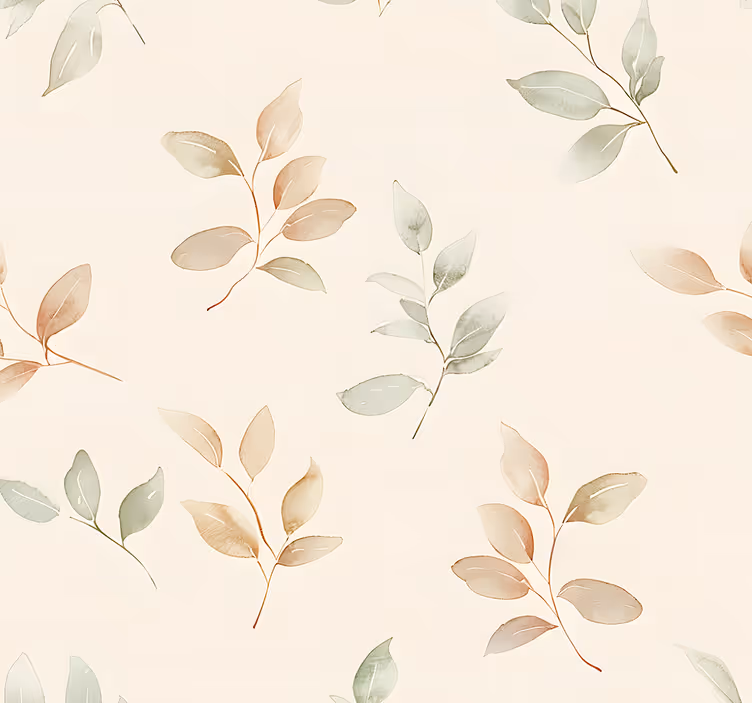Carta da parati ingresso disegno di foglie beige - TenStickers
