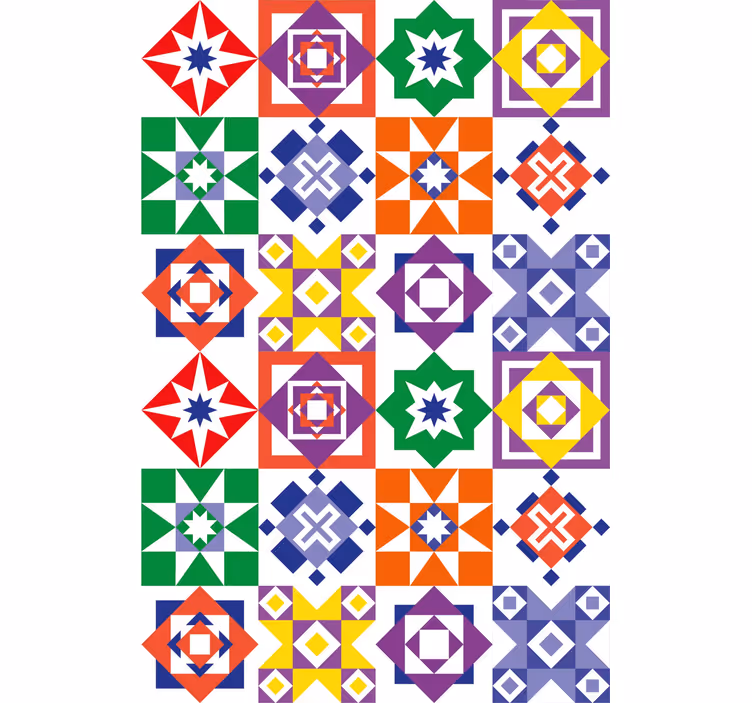 Carta da parati effetto piastrelle disegno multicolore - TenStickers