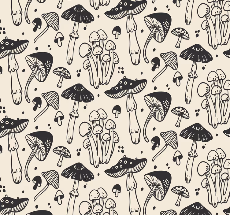 Carta da parati funghetto su sfondo beige - TenStickers