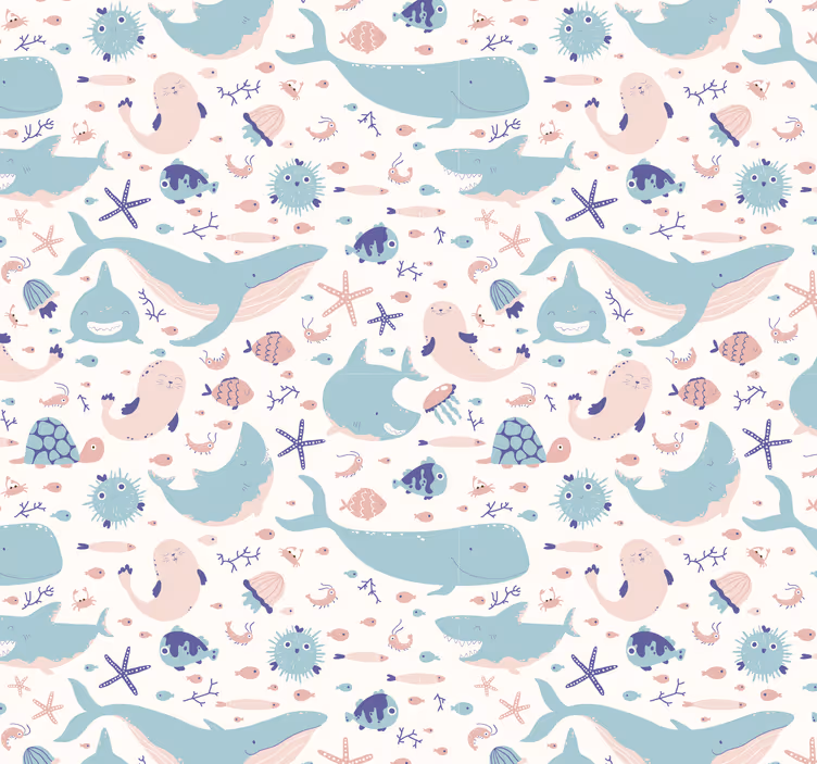 Carta da parati animali Squali azzurri e scuri - TenStickers