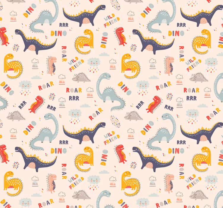 Carta da parati bambini Dinosauri colorati nomi - TenStickers