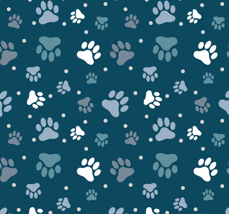 Carta da parati camera da letto Orme di cani bianchi e grigi - TenStickers