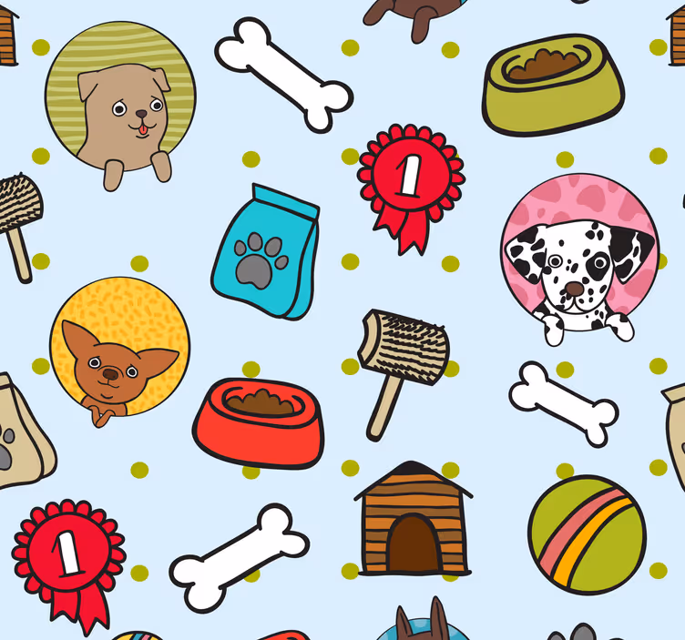Carta da parati camera da letto Simboli di cucciolo di cane carin - TenStickers