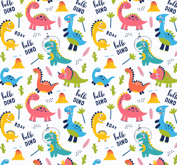 Carta da parati con dinosauri colorati - TenStickers