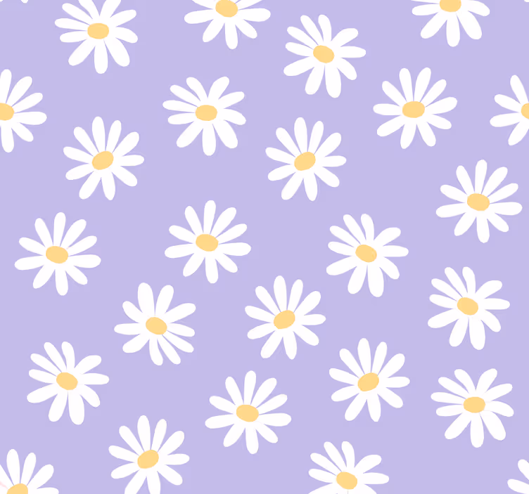 Carta da parati fiori Fiori bianchi semplici su lila - TenStickers