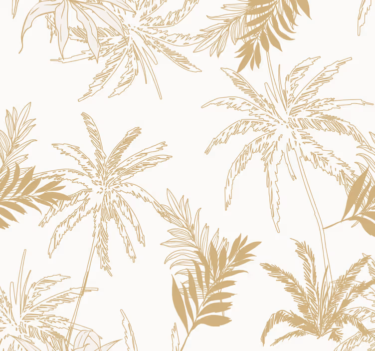 Carta da parati salotto foglie tropicali dorate - TenStickers
