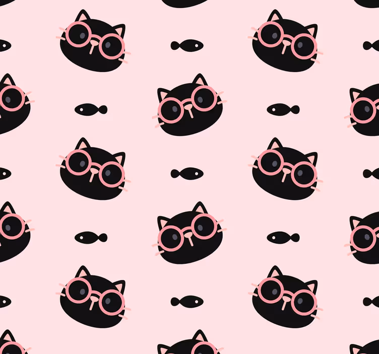 Carta da parati con gatti neri e occhiali rosa - TenStickers