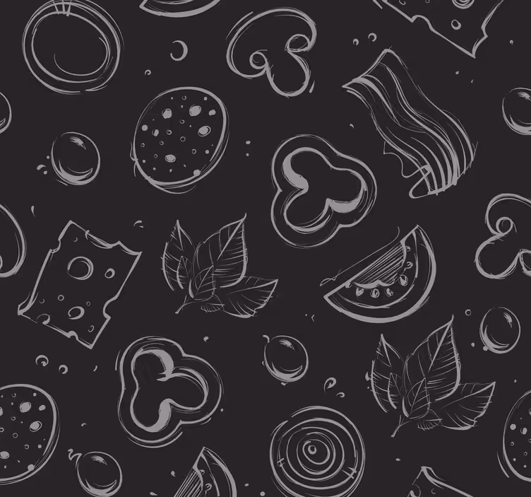 Carta da parati per cucina Ingrediente per pizza nero - TenStickers