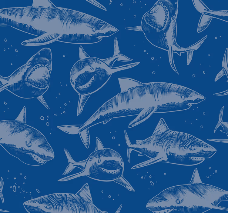 Carta da parati con squali bianchi - TenStickers