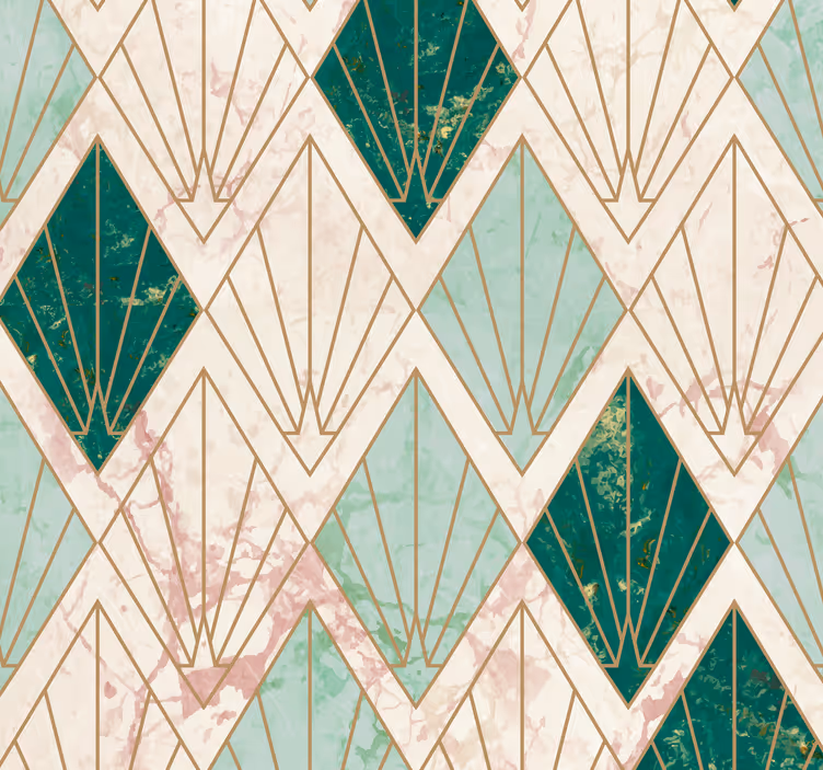 Carta da parati per piastrelle Motivo art deco verde mare - TenStickers