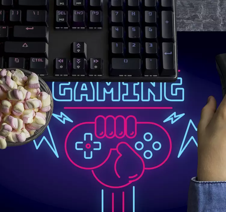 Poggiapolso mouse gaming Logo di gioco con luci al neon - TenStickers