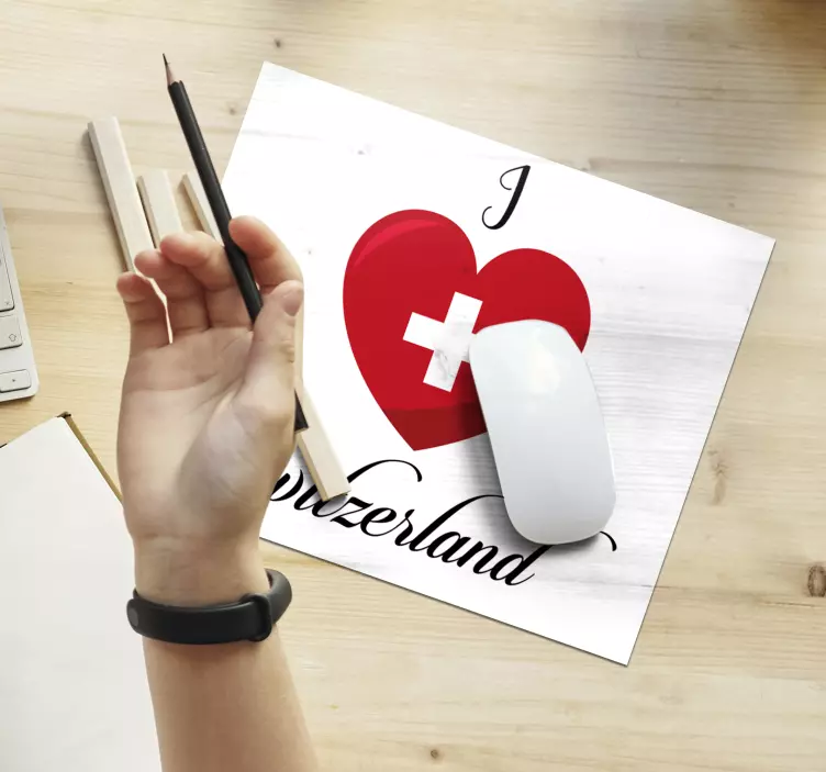 Tappetino mouse amo la svizzera - TenStickers