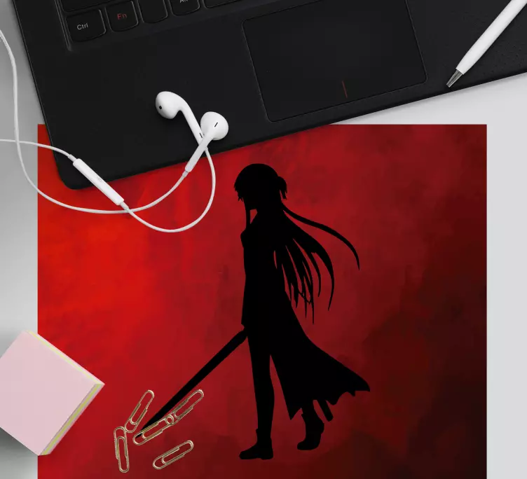 Tappetino mouse anime figura guerriero silhouette - TenStickers