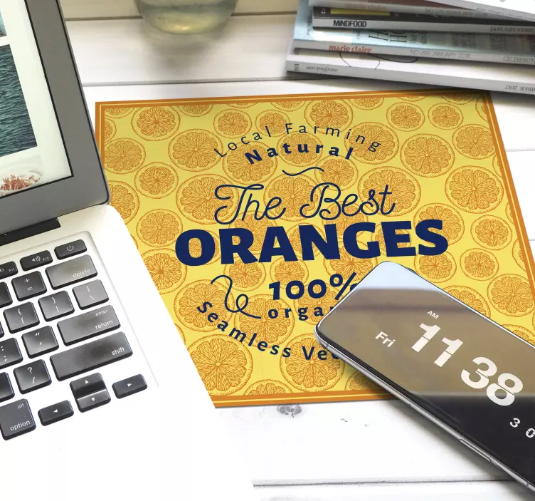 Tappetino mouse con frase agrumi freschi e bio - TenStickers