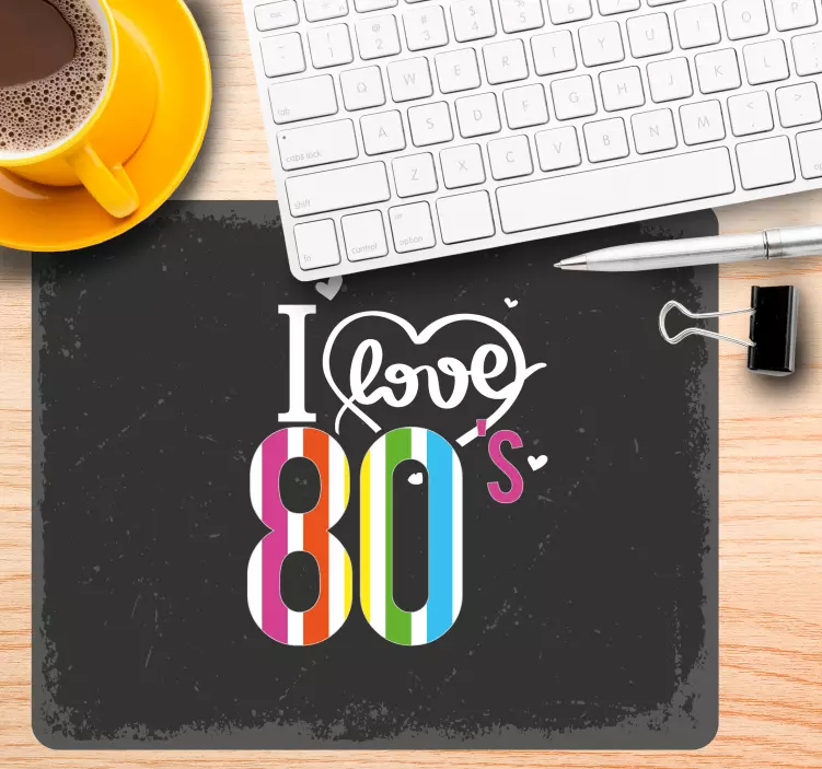 Tappetino mouse con frase amore colorato anni '80 - TenStickers