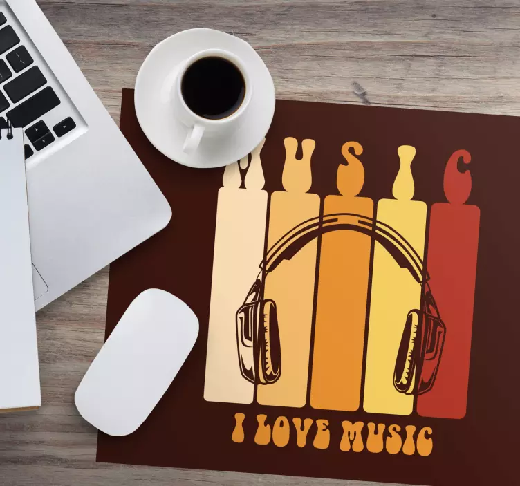 Tappetino mouse con frase design cuffie musicali - TenStickers