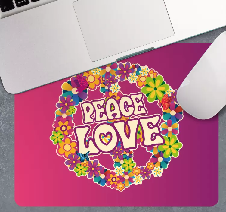 Tappetino mouse con frase fiori colorati di pace - TenStickers