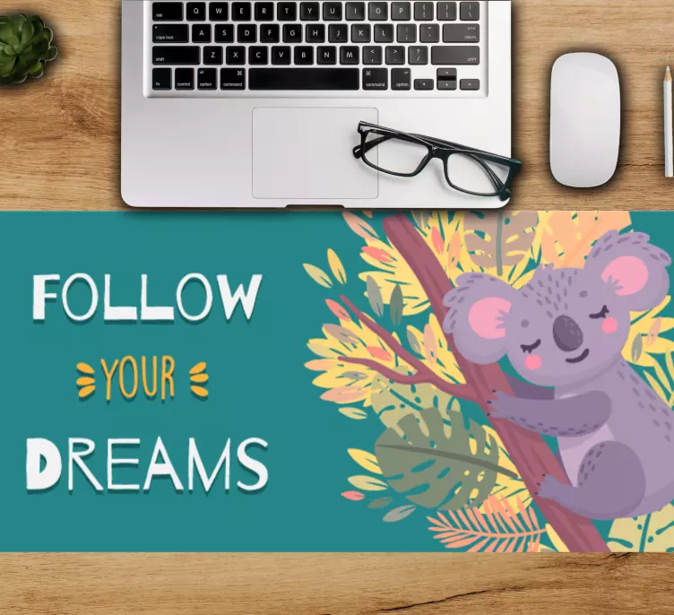 Tappetino mouse con frase koala che persegue sogni - TenStickers