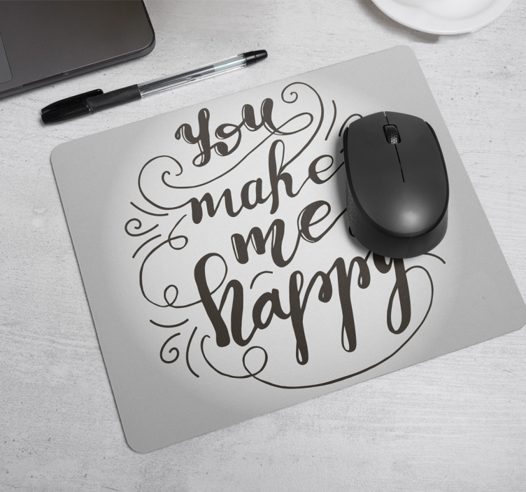 Tappetino mouse con frase mi fai felice - TenStickers