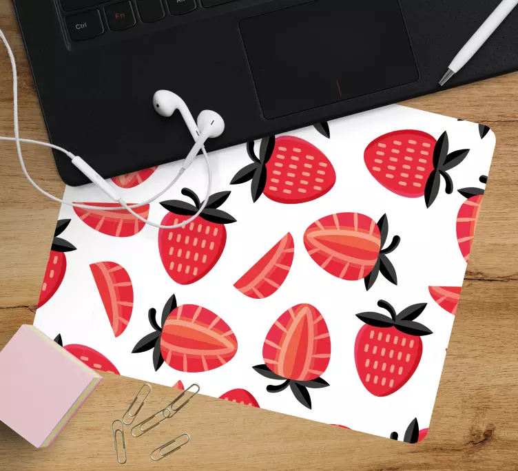 Tappetino mouse con motivi e texture fragola stilizzata - TenStickers