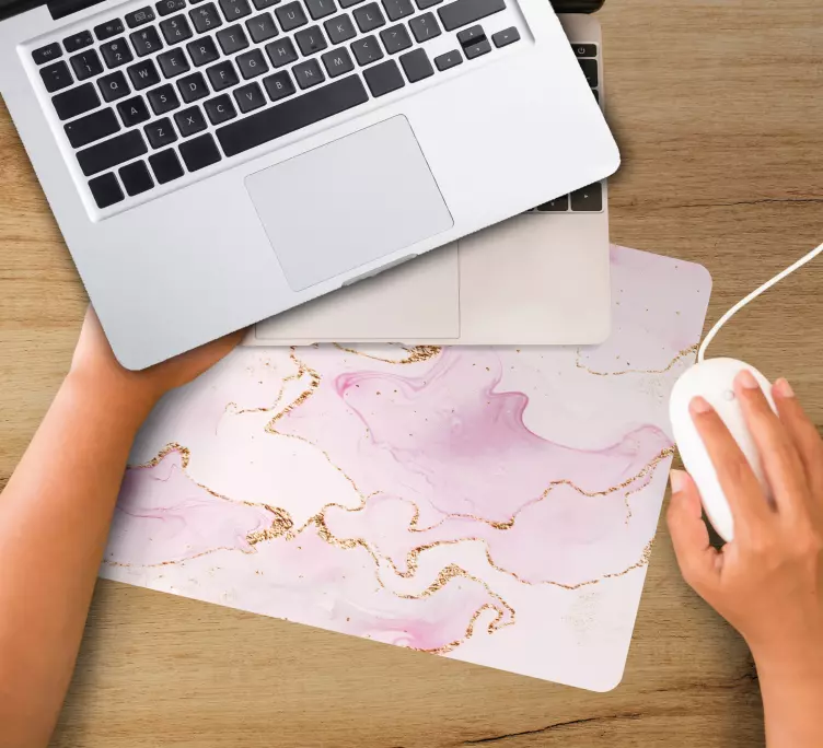 Tappetino mouse con motivi e texture marmo rosa elegante - TenStickers