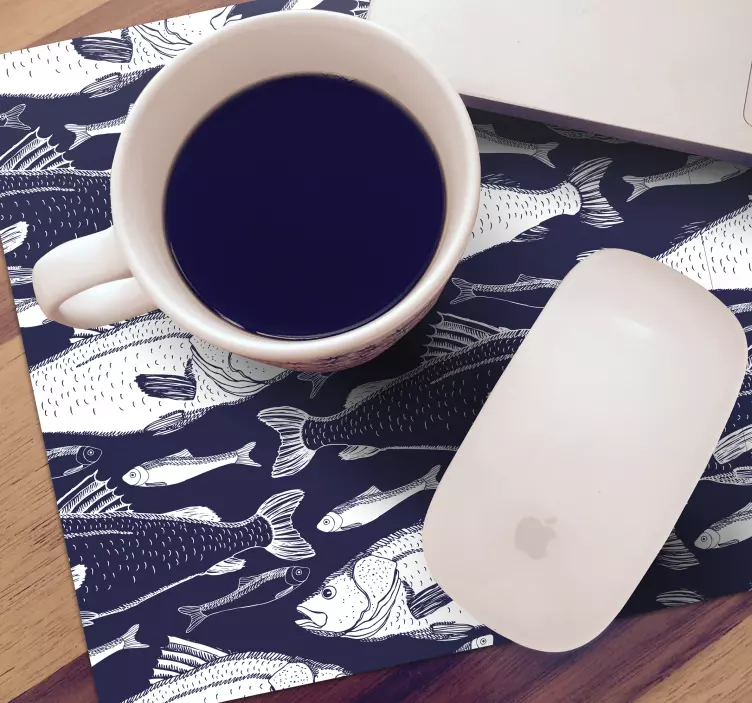 Tappetino mouse con motivi e texture motivo pesci stilizzati - TenStickers