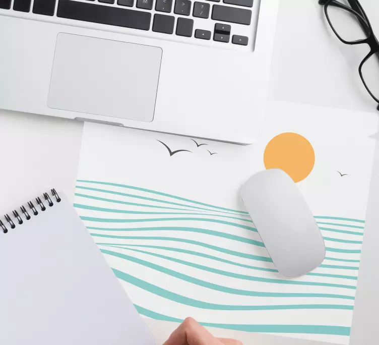 Tappetino mouse con motivi e texture onde di sole al mare - TenStickers