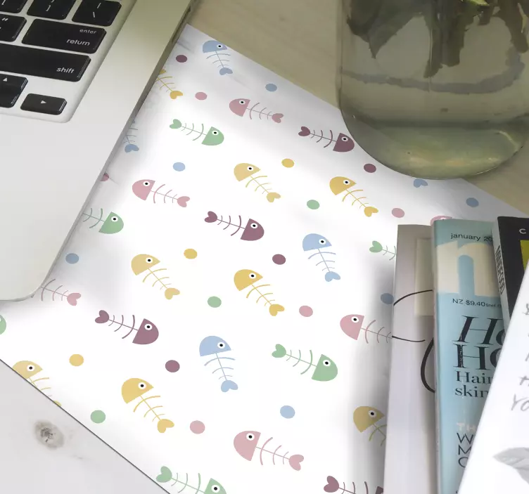 Tappetino mouse con motivi e texture ossa di pesce colorate - TenStickers