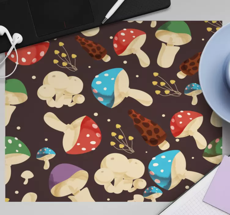Tappetino mouse con motivi e texture stampa funghi colorati - TenStickers